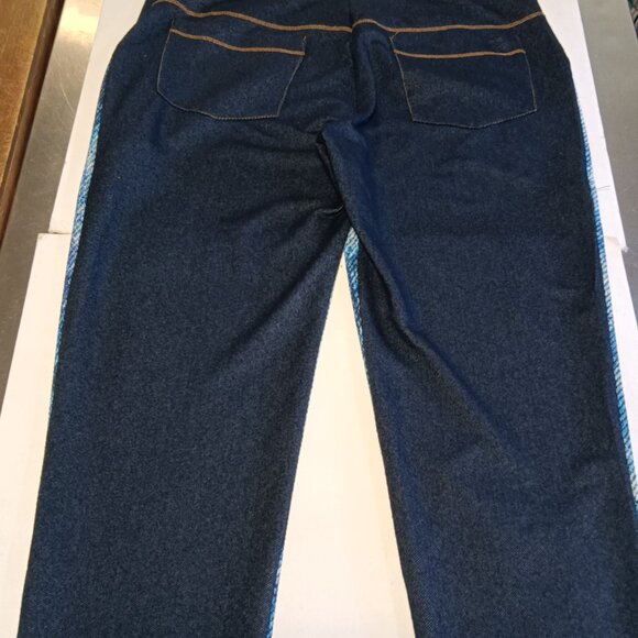 Petit Pois by Viviana G, Stretch Knit Floral Embroidered Denim look Jegging - Picture 8 of 8